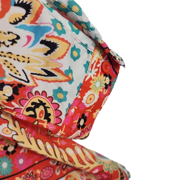 Women's MISSLOOK Orange Paisley Long Sleeve Button Boho Down Tunic Top Medium - Picture 5 of 11